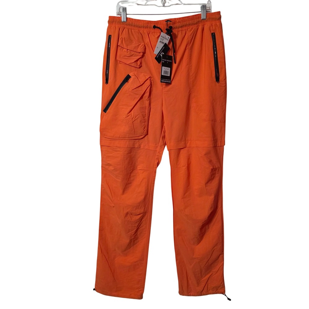 American Stitch Mens L Cargo Pants Orange Techwear Utility Gorpcore HD23-B915